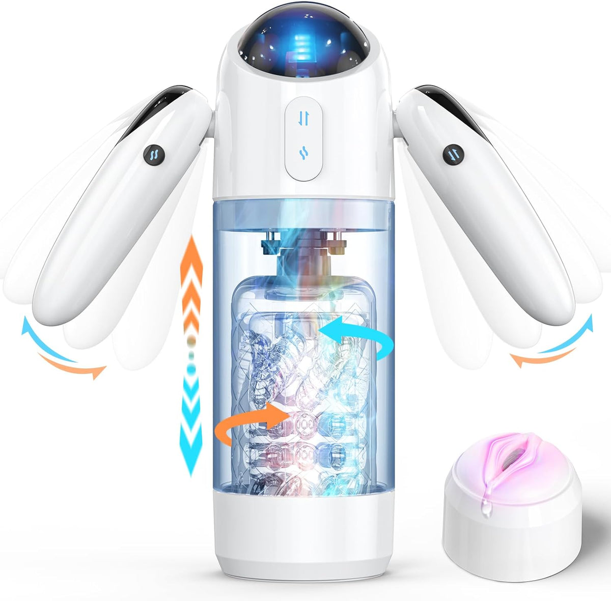 Automatic Male Masturbator Sex Toys for Men, Male Sex Toys with 4 Thrusting & 7 Rotation Modes, Pocket Pussy Male Stroker with 7 Color Ambient Lighting, Sex Toy Sex Machine